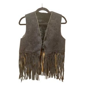 Vintage cropped Fringe leather vest